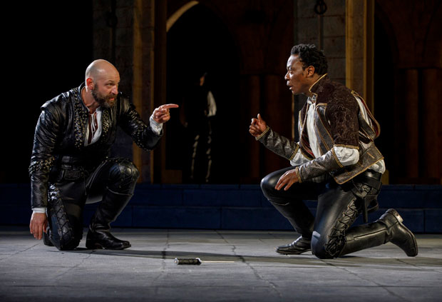 Corey Stoll and Chukwudi Iwuji star in the Public Theater&#39;s Shakespeare in the Park production of Othello, running through June 24.