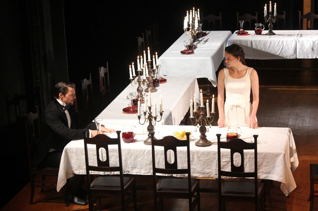 Danila Kozlovsky and Elizaveta Boyarskaya perform the final scene of Love and Intrigue at BAM.