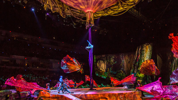 A scene from Cirque du Soleil&#39;s Toruk: The First Flight, one of eight live productions now available to stream through BroadwayHD.