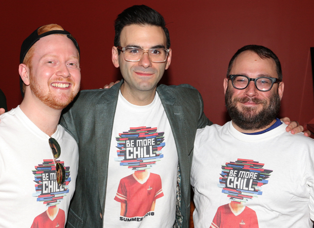 Members of the Be More Chill creative team: assistant director Max Friedman, composer/lyricist Joe Iconis, and director Stephen Brackett.