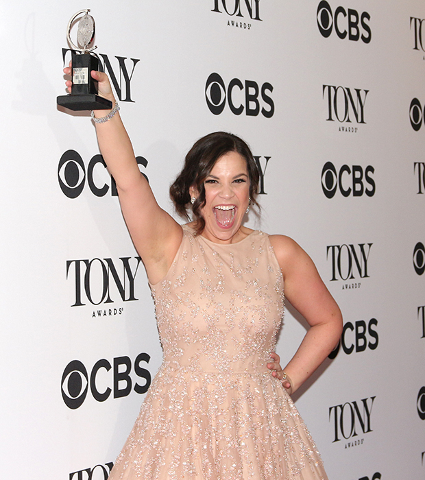 Lindsay Mendez shows off her Tony for Best Featured Actress in a Musical for Carousel.
