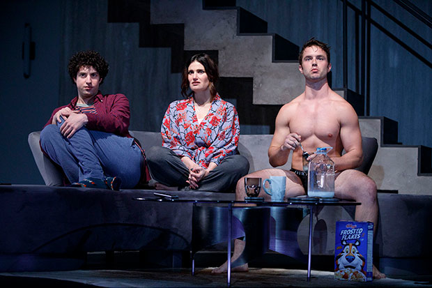 Eli Gelb, Idina Menzel, and Will Brittain star in Roundabout Theatre Company&#39;s production of Skintight, directed by Daniel Aukin.
