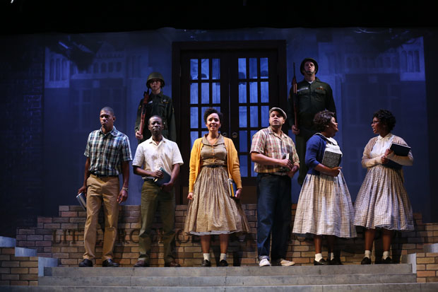 Damian Jermaine Thompson, Rebekah Brockman, Charlie Hudson III, Stephanie Umoh, Justin Cunningham, Peter O&#39;Connor, Shanice Williams, and Anita Welch star in Little Rick, written and directed by Rajendra Ramoon Maharaj, at the Sheen Center.