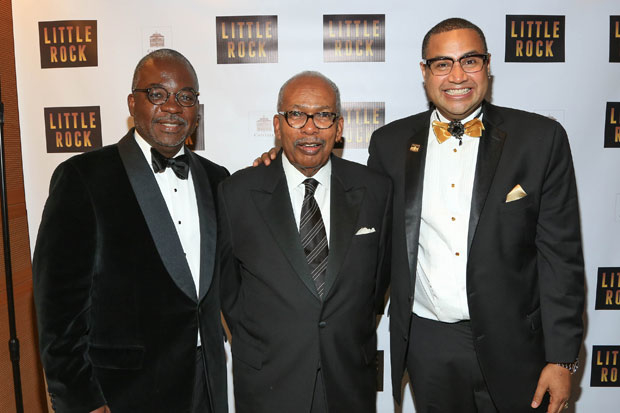 Harvey Butler, Ernest Green, and Ramoon Maharaj celebrate opening night of Little Rock at the Sheen Center.