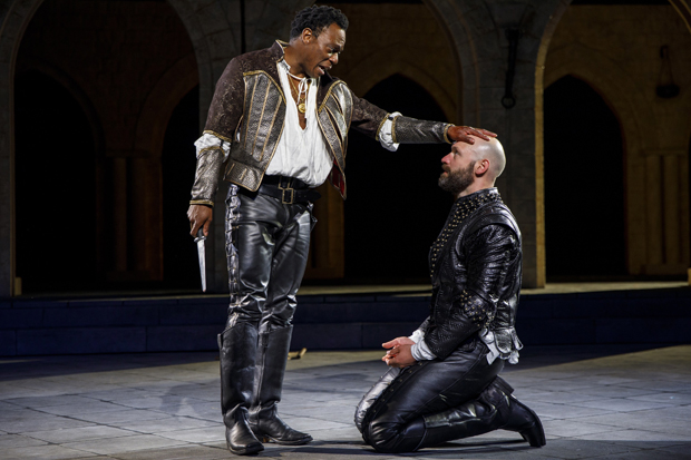 Chukwudi Iwuji and Corey Stoll star in William Shakespeare&#39;s Othello, directed by Ruben Santiago-Hudson, for Shakespeare in the Park at the Delacorte Theater.