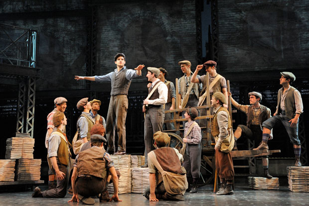 Jeremy Jordan, Ben Fankauser, and the cast of Newsies, coming to cinemas this July. 