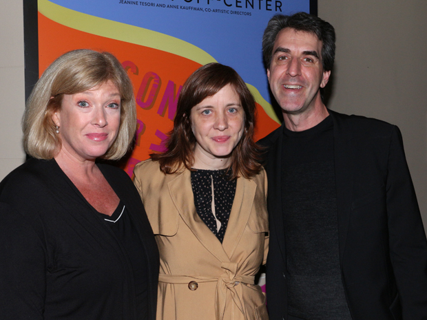 Songs for a New World cocreators Daisy Prince and Jason Robert Brown take a photo with director Kate Whoriskey.