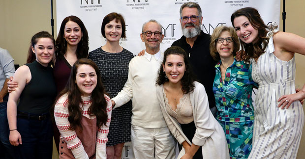 Director Joel Grey (center) and the cast of National Yiddish Theatre Folksbiene&#39;s Fiddler on the Roof.