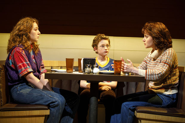 Kayli Carter, Ryan Foust, and Susan Pourfar perform the first scene of Tracy Letts&#39;s Mary Page Marlowe, directed by Lila Neugebauer, at Second Stage Theater.