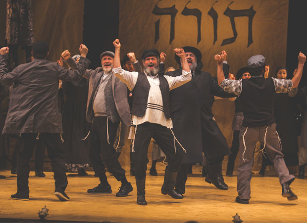 Steven Skybell (center) heads the cast of Fiddler on the Roof at the Museum of Jewish Heritage.