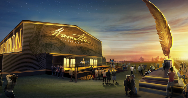 A rendering of the Hamilton: The Exhibition exterior.