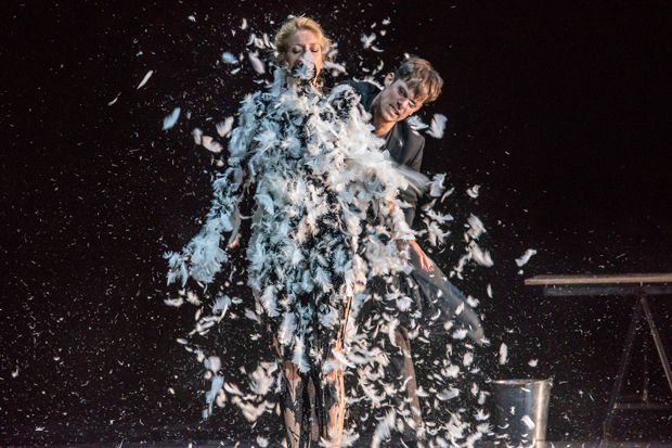 Elsa Lepoivre and Christophe Montenez star in The Damned, directed by Ivo van Hove, at Park Avenue Armory.