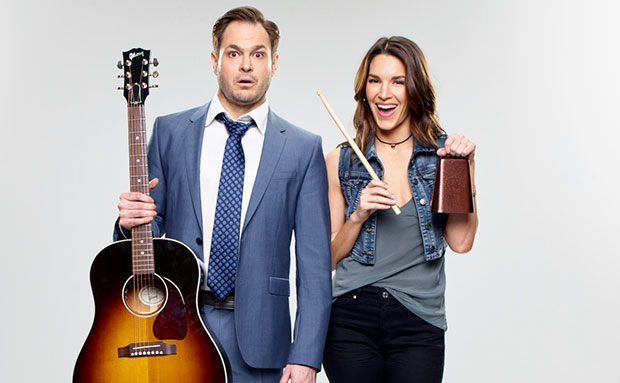 Mitchell Jarvis and Kelli Barrett costar in the Broadway production of Gettin&#39; the Band Back Together at the Belasco Theatre.