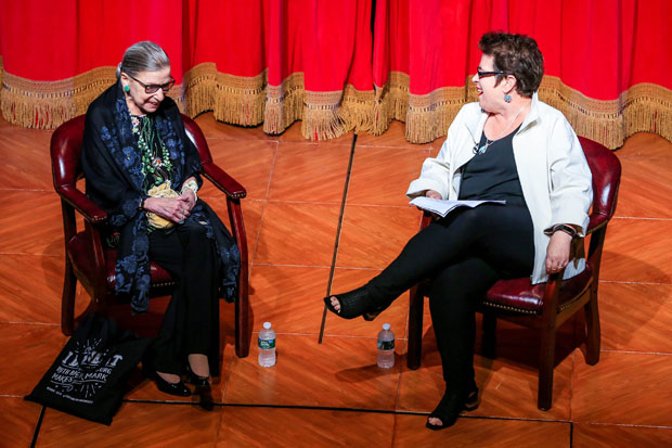 Supreme Court Justice Ruth Bader Ginsberg participates in a talkback The Originalist director Molly Smith.