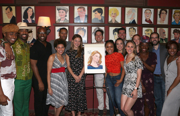 Melissa Benoist and the cast of Beautiful pose with her portrait.