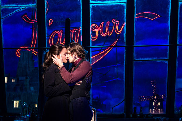 Karen Olivo and Aaron Tveit star in Moulin Rouge!, directed by Alex Timbers, at Boston&#39;s Colonial Emerson Theatre.