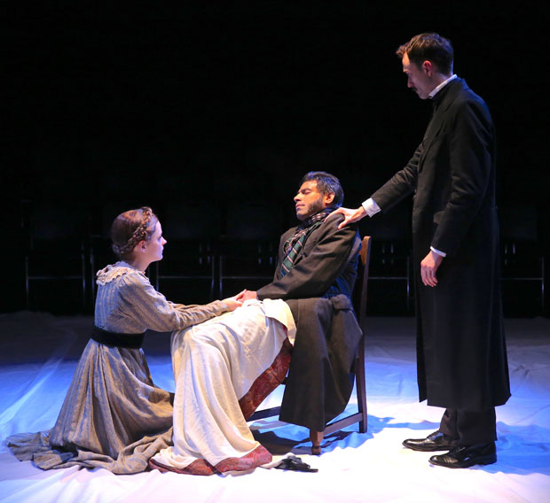 Lexi Lapp plays Alexandra, Ian Lassiter plays Pushkin, and Kyle Cameron plays Gogol in Pushkin.