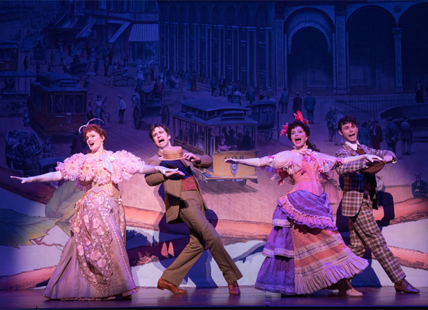 Kate Badlwin, Gavin Creel, Molly Griggs, and Charlie Stemp in Hello, Dolly! at the Shubert Theatre.
