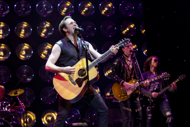 Mitchell Jarvis leads the cast of Gettin&#39; the Band Back Together at Broadway&#39;s Belasco Theatre.