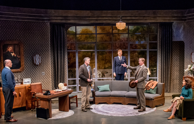 Larry Bull, Chris Henry Coffey, Ted Deasy, Roderick Hill, and Janie Brookshire star in Lillian Hellman&#39;s Days to Come, directed by J.R. Sullivan, for Mint Theater Company at Theatre Row.