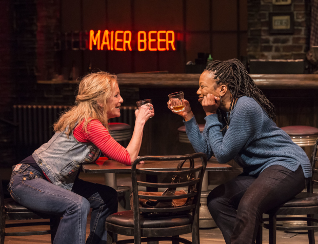 Mary Mara (Tracey) and Portia (Cynthia) in Lynn Nottage&#39;s Sweat, directed by Lisa Peterson, at the Mark Taper Forum.