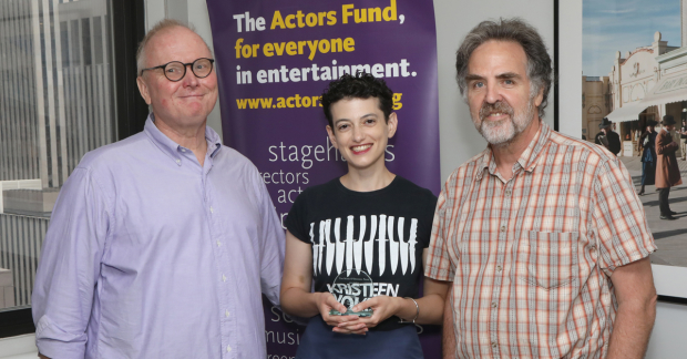 Steve O&#39;Donnell, prize winner Julia Jarcho, and Playwrights Horizons artistic director Tim Sanford.