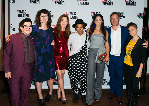 The women of Collective Rage: A Play in 5 Betties celebrate opening night at the Lucille Lortel Theatre.
