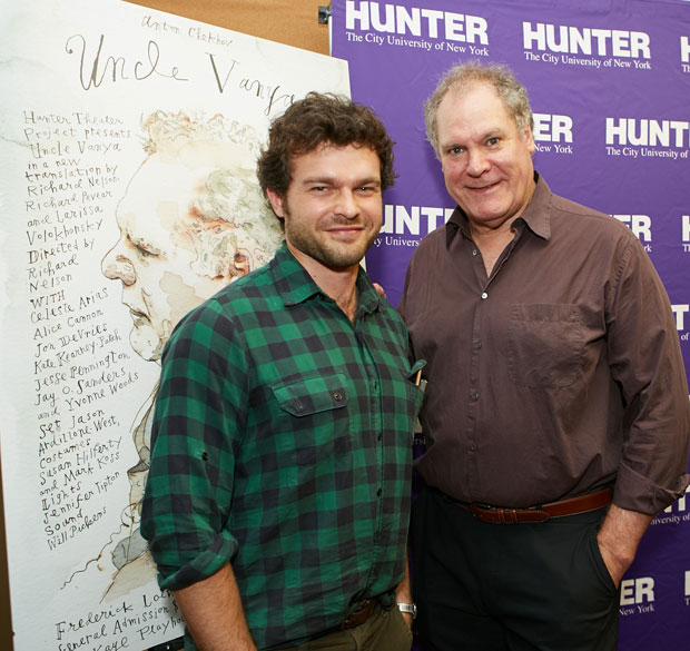 Alden Ehrenreich, star of Solo: A Star Wars Story, and Jay O. Sanders celebrate opening night of Uncle Vanya at the Hunter Theater Project.