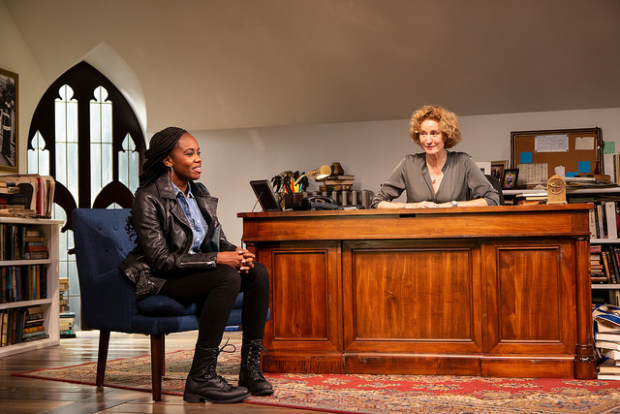 Jordan Boatman and Lisa Banes in the Huntington Theatre Company&#39;s production of The Niceties, directed by Kimberly Senior.