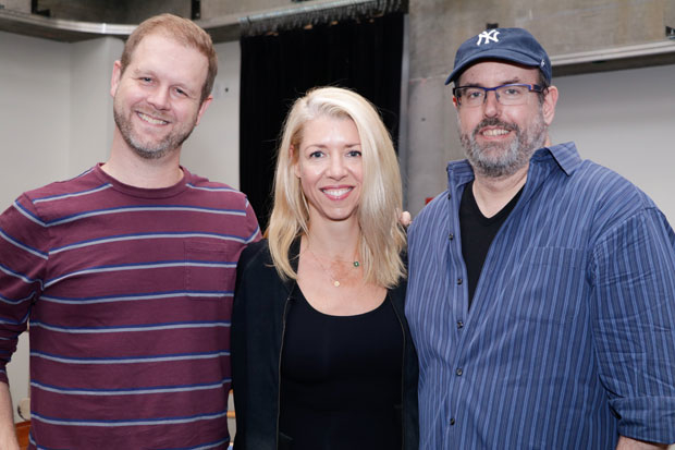 Writer David Hein, choreographer Kelly Devine, and director Christopher Ashley pause for a photo.