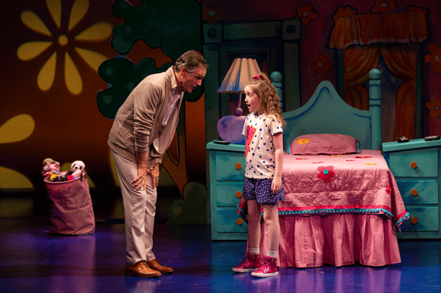 Howard McGillin as Pamela&#39;s father, Kevin, and Sarah McKinley Austin in the title role of Pamela&#39;s First Musical at Two River Theater.