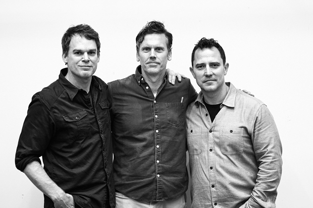 Michael C. Hall, Will Eno, and Oliver Butler at the first rehearsal for Thom Pain (Based on Nothing).