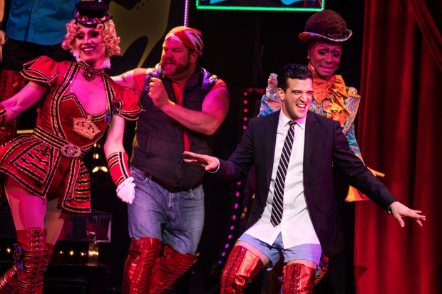 Mark Ballas as Charlie Price in the Broadway cast of Kinky Boots at the Al Hirschfeld Theatre.