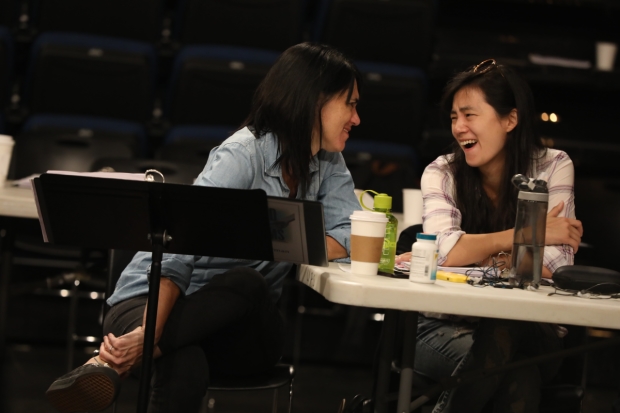 Leigh Silverman and Hansol Jung in rehearsal for Wild Goose Dreams.