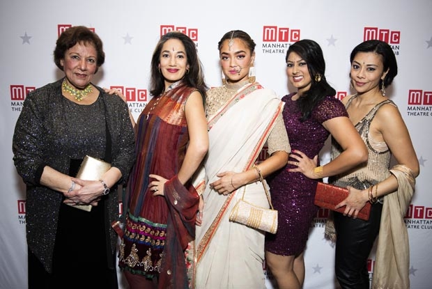 Sophia Mahmud, Purva Bedi, Shazi Raja, Lipica Shah, and Angel Desai pose on the red carpet.