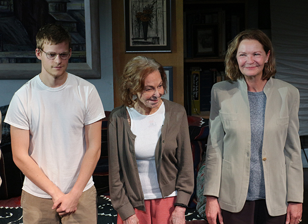Lucas Hedges, Elaine May, and Joan Allen during the opening night bows of The Waverly Gallery.
