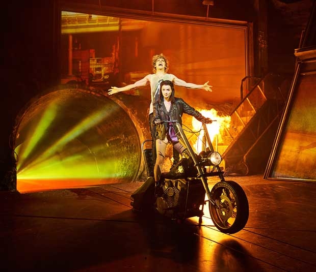 Andrew Polec and Christina Bennington in the London production of Bat Out of Hell.
