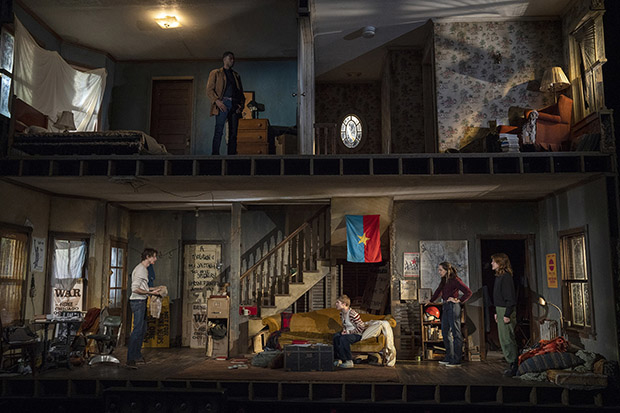 Mike Faist, J. Alphonse Nicholson, Tavi Gevinson, Lauren Patten, and Odessa Young perform on Louisa Thompson&#39;s two-level set in Days of Rage.