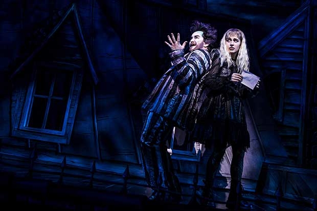 Alex Brightman and Sophia Anne Caruso star in Beetlejuice, directed by Alex Timbers, at the National Theatre.