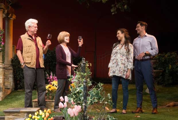 Pasadena Playhouse&#39;s production of Native Gardens, with Bruce Davison (left), Frances Fisher, Jessica Meraz, and Christian Barillas. 