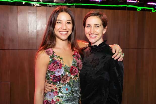 Playwright Ming Peiffer and director Tyne Rafaeli grab a picture together on opening night.