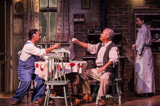 Daniel Valdez, Randall Nakano, and Joy Osmanski star in the Center Theatre Group production of Valley of the Heart, written and directed by Luis Valdez, at the Mark Taper Forum.