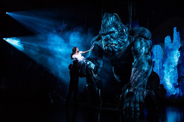 Christiani Pitts and King Kong star in King Kong, directed by Drew McOnie, at the Broadway Theatre.