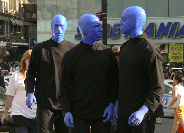 The blue men of Blue Man Group.