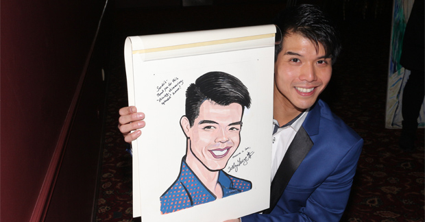 Telly Leung and his new Sardi&#39;s portrait.