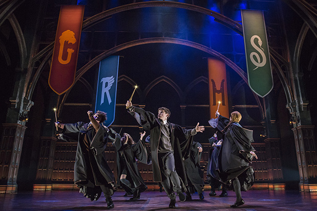 Sam Clemmett (center) leads the cast of Harry Potter and the Cursed Child.