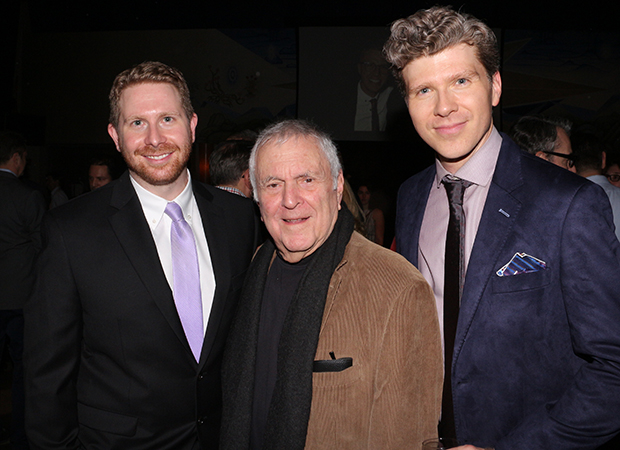 Eric Price and Will Reynolds pose for a photo with Fred Ebb&#39;s longtime writing partner, John Kander.