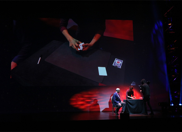 Shin Lim performs a close-up card trick.