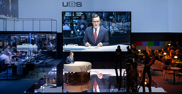 Bryan Cranston stars as news anchor Howard Beale in director Ivo van Hove&#39;s production of Network at Broadway&#39;s Belasco Theater.