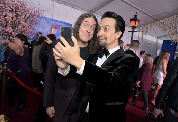 &quot;Weird Al&quot; Yankovic and Lin-Manuel Miranda get a selfie on the red carpet at the world premiere of &#39;&#39;&#39;Mary Poppins Returns&#39;&#39;.